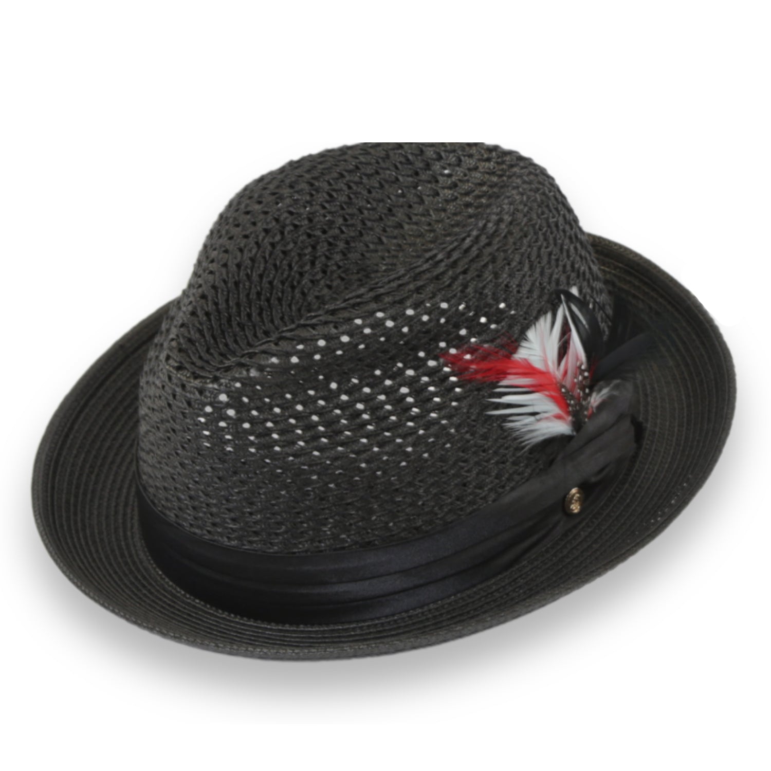 Castor Crushable Straw Hat Fedora in Black – SuitMart display picture 3