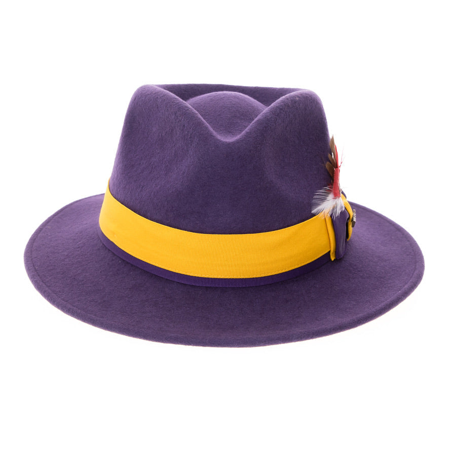 Grayson Fedora Crushable Two Tone Purple And Gold Bottom Hat  display picture 1