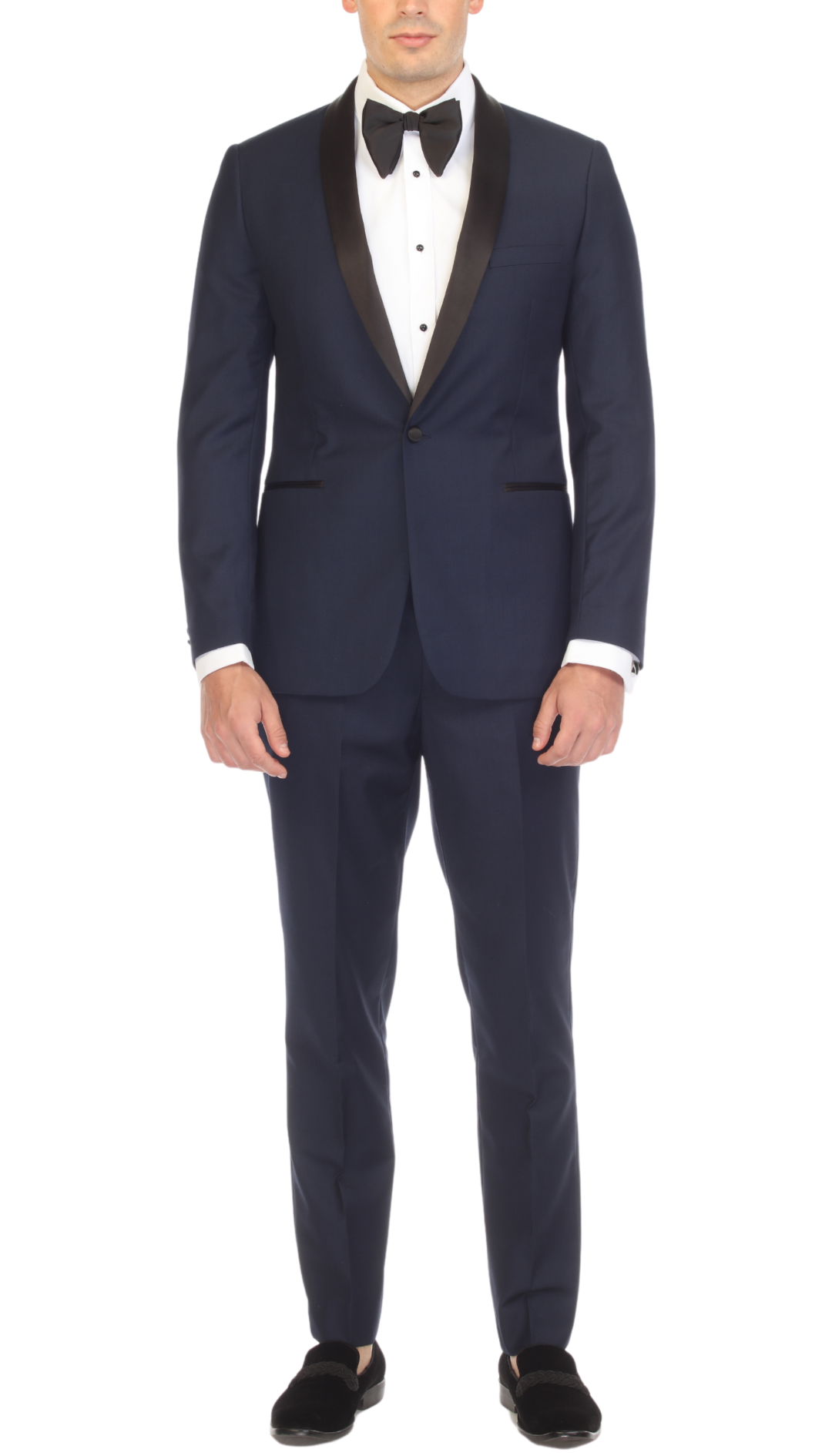 Ferrecci Men's Reno Navy / Black Slim Fit Shawl Lapel 2 Piece Tuxedo Suit Set 44 Long / 38 Waist Ferrecci Men's Reno Navy / Black Slim Fit Shawl Lapel 2 Piece Tuxedo Suit Set 44 Long / 38 Waist
