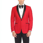 Men's Red & Black Shawl Lapel Tuxedo – Slim Fit 2 Piece Suit | Ferrecci Reno