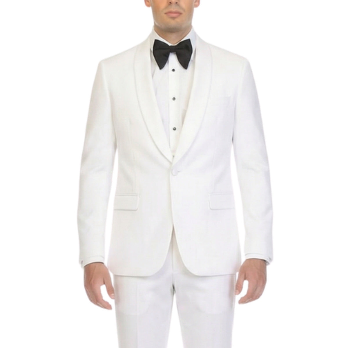 Men's White Shawl Lapel Tuxedo – Slim Fit 2 Piece Suit | Ferrecci Reno