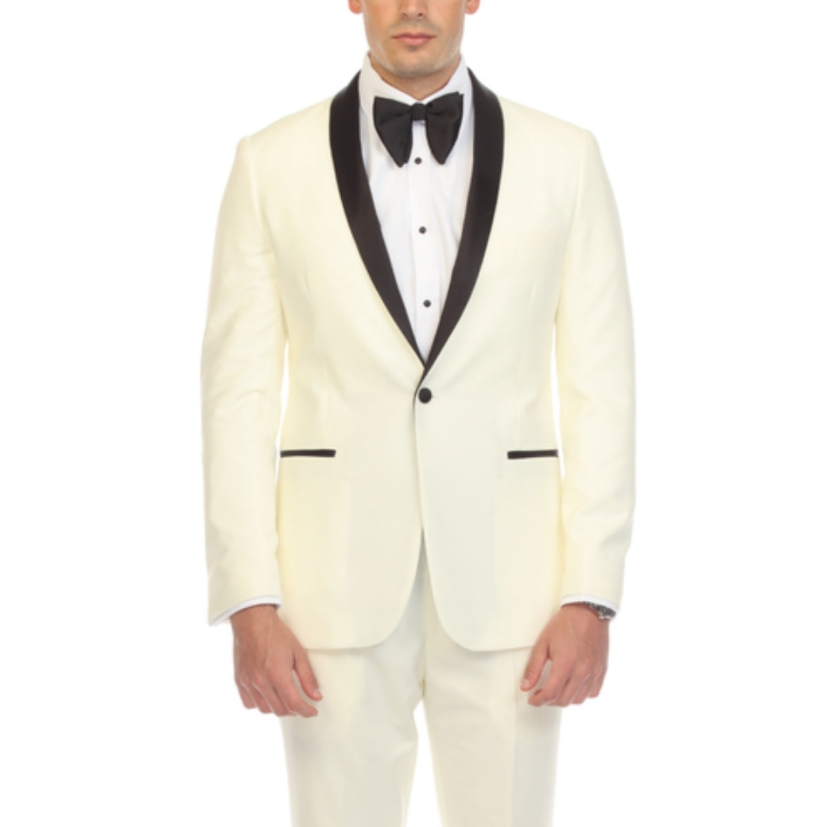Men's Off-White Shawl Lapel Tuxedo – Slim Fit 2 Piece Suit | Ferrecci Reno