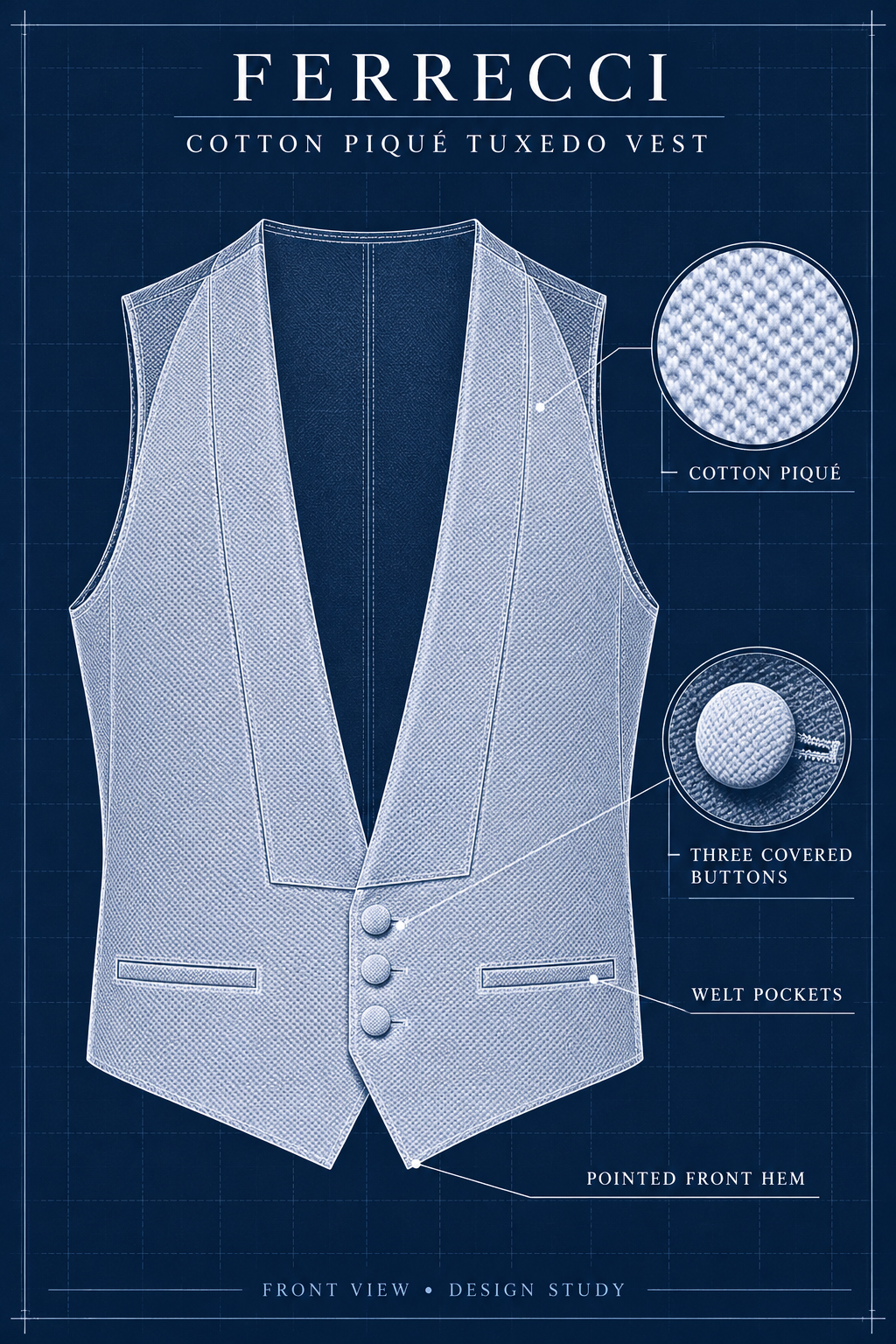 Ferrecci Dart Universal Fit PK Tuxedo Cotton Vest S-6XL