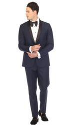 Ferrecci Men's Reno Navy / Black Slim Fit Shawl Lapel 2 Piece Tuxedo Suit Set