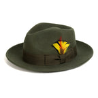 Olive Green Crushable Wool Felt Fedora Hat for Men – 100% Australian Wool