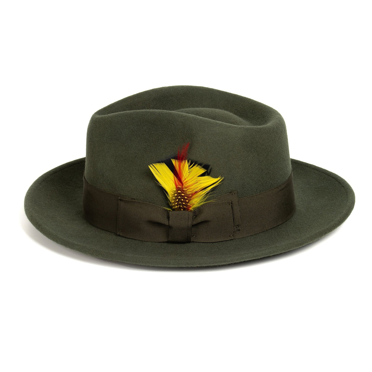 Olive Green Crushable Wool Felt Fedora Hat for Men – 100% Australian Wool