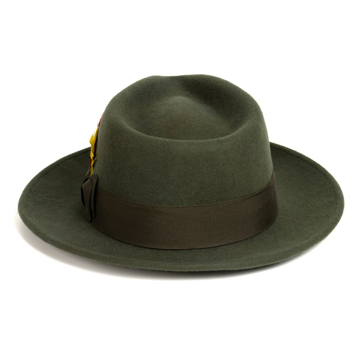 Olive Green Crushable Wool Felt Fedora Hat for Men – 100% Australian Wool