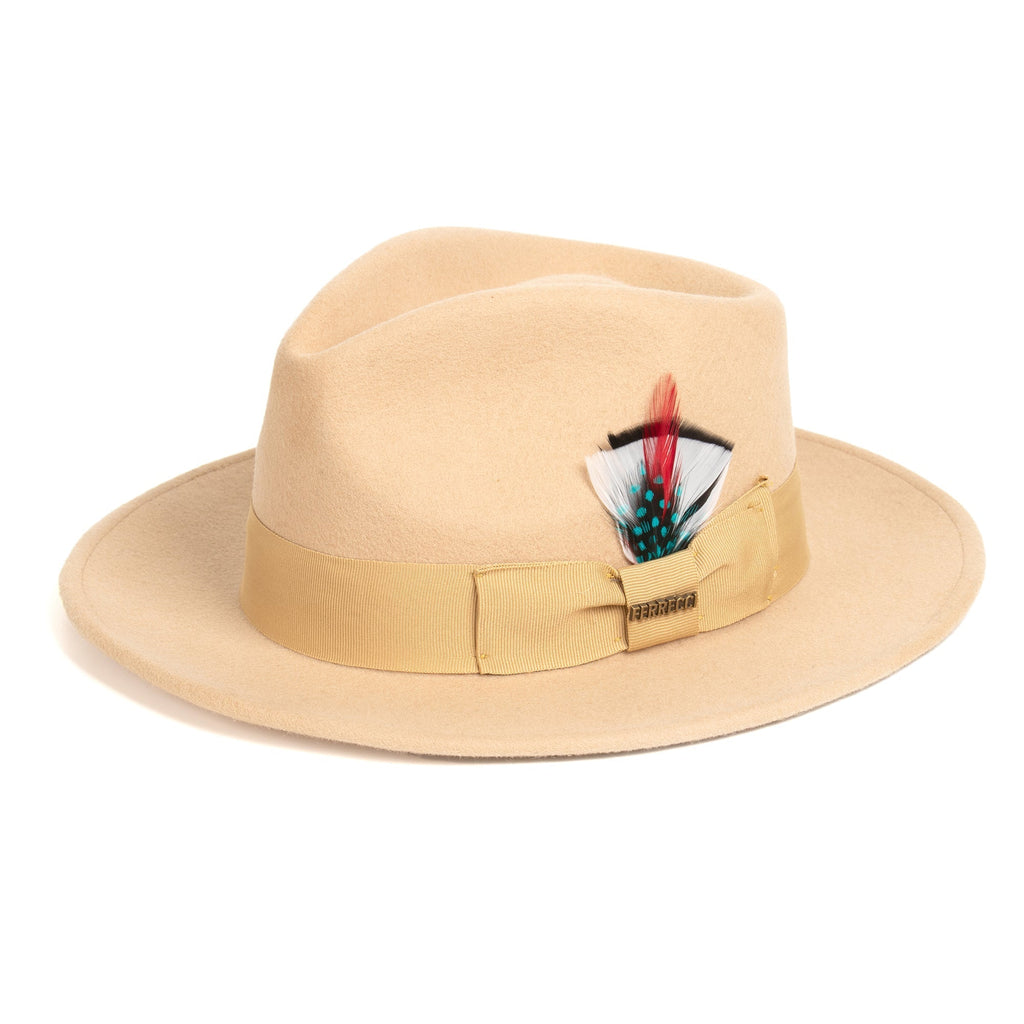 Tan Crushable Wool Felt Fedora Hat for Men – 100% Australian Wool