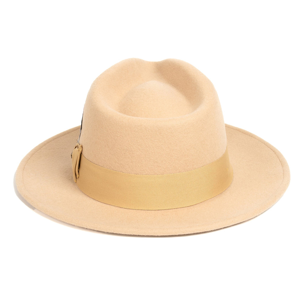 Tan Crushable Wool Felt Fedora Hat for Men – 100% Australian Wool