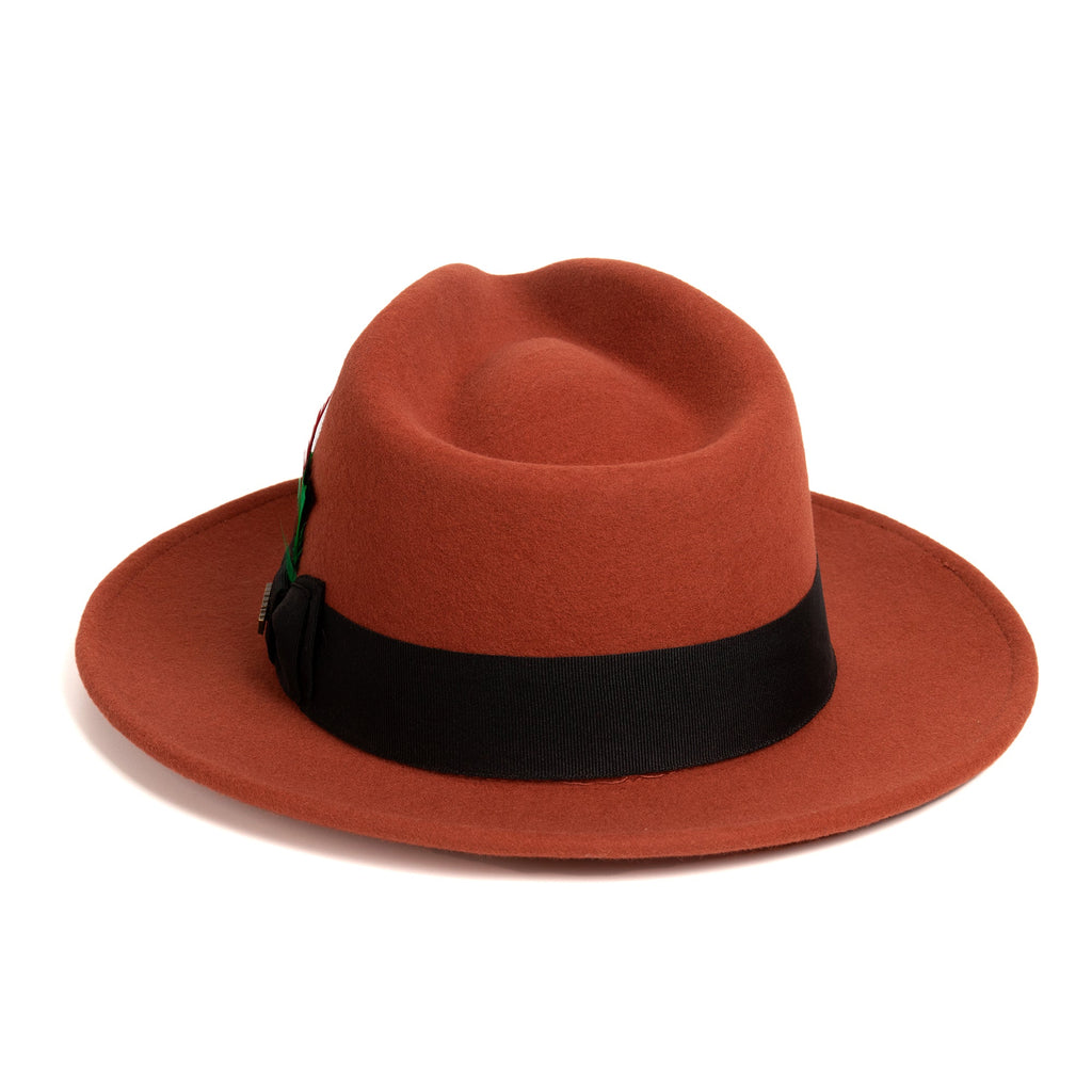Rust Crushable Wool Felt Fedora Hat for Men – 100% Australian Wool