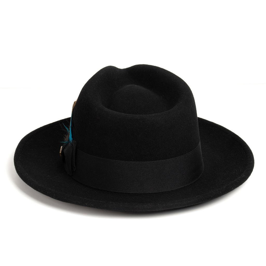 Black Crushable Wool Felt Fedora Hat for Men – 100% Australian Wool