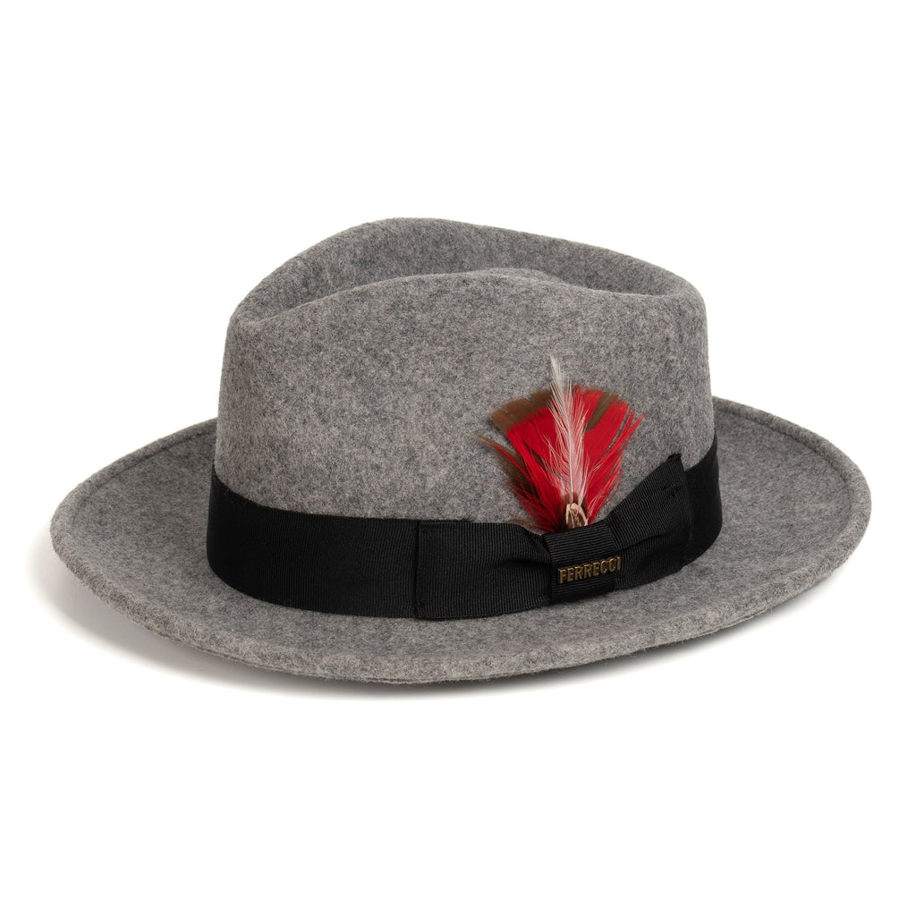 Gray Melange Crushable Wool Felt Fedora Hat for Men – 100% Australian Wool
