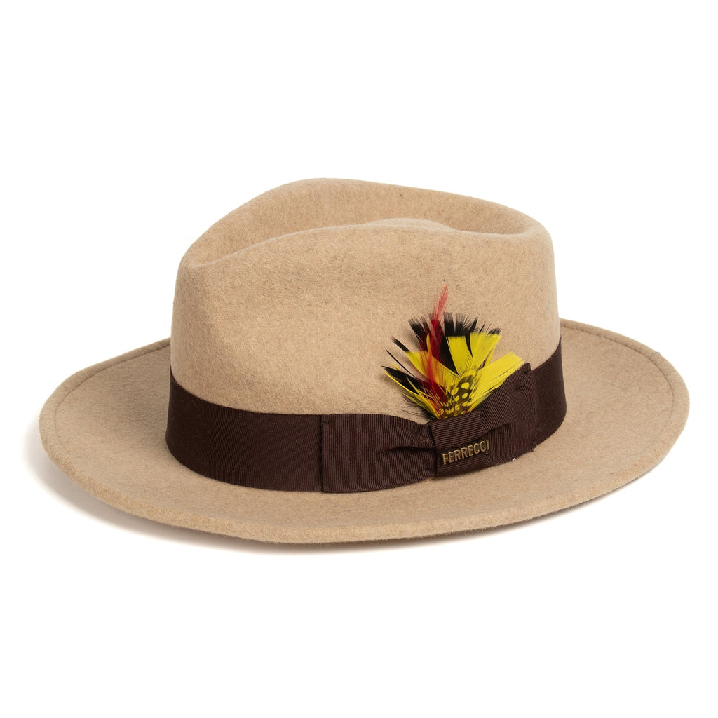 Beige Melange Crushable Wool Felt Fedora Hat for Men – 100% Australian Wool