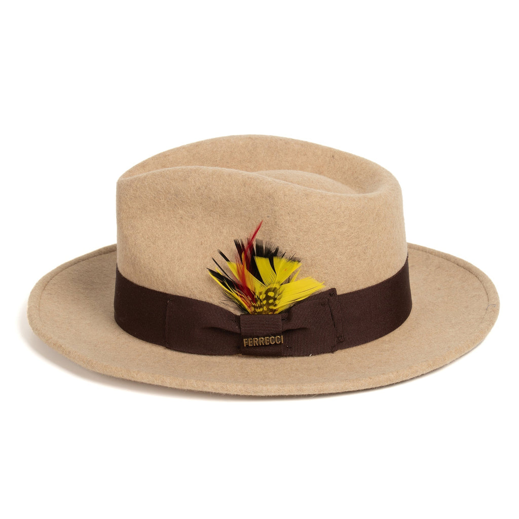 Beige Melange Crushable Wool Felt Fedora Hat for Men – 100% Australian Wool