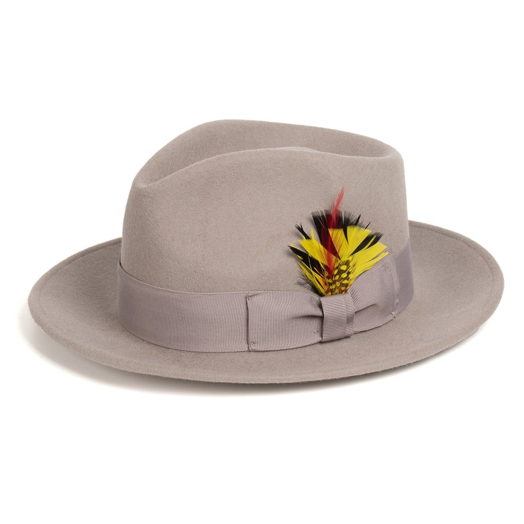 Light Gray Crushable Wool Felt Fedora Hat for Men – 100% Australian Wool