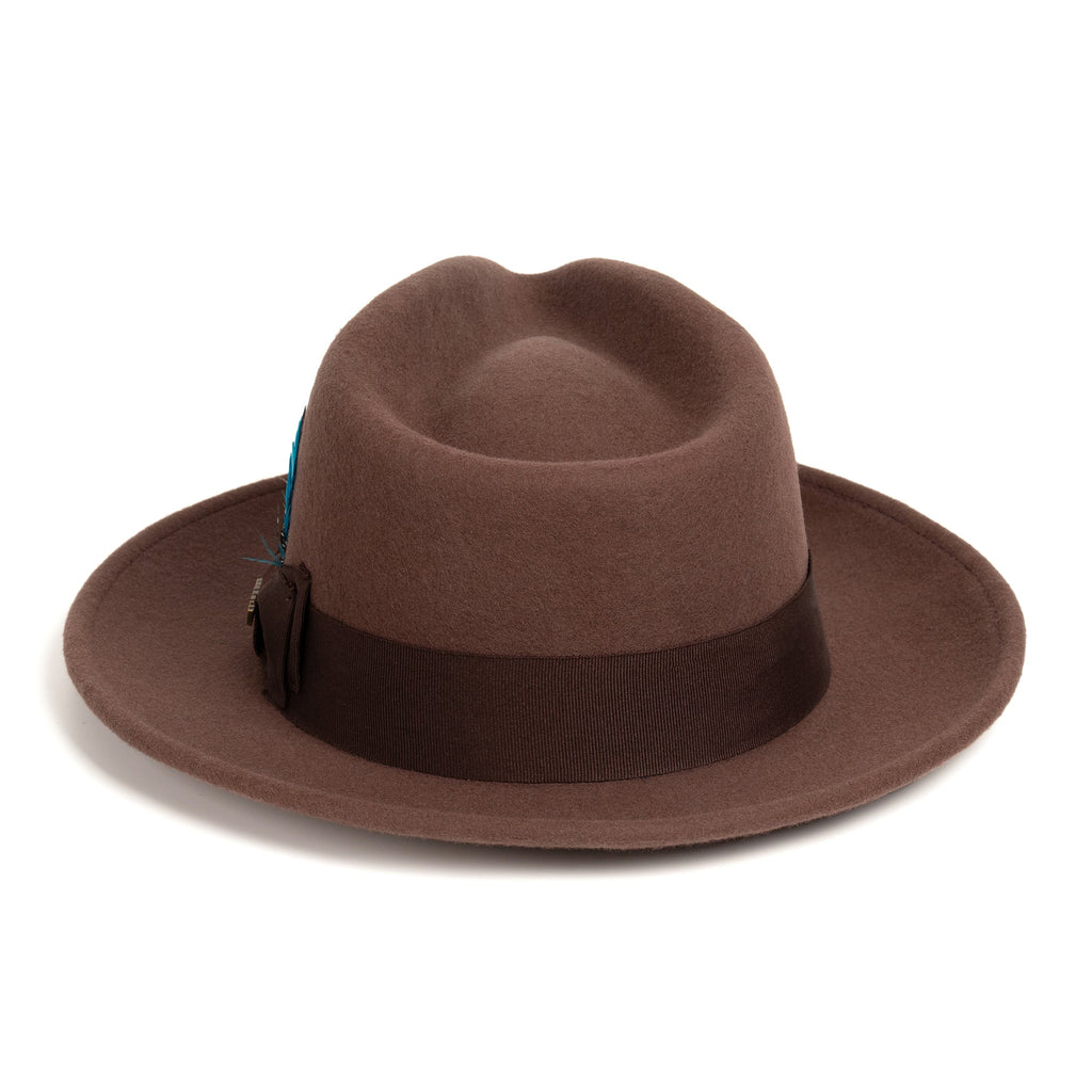 Brown Crushable Wool Felt Fedora Hat for Men – 100% Australian Wool