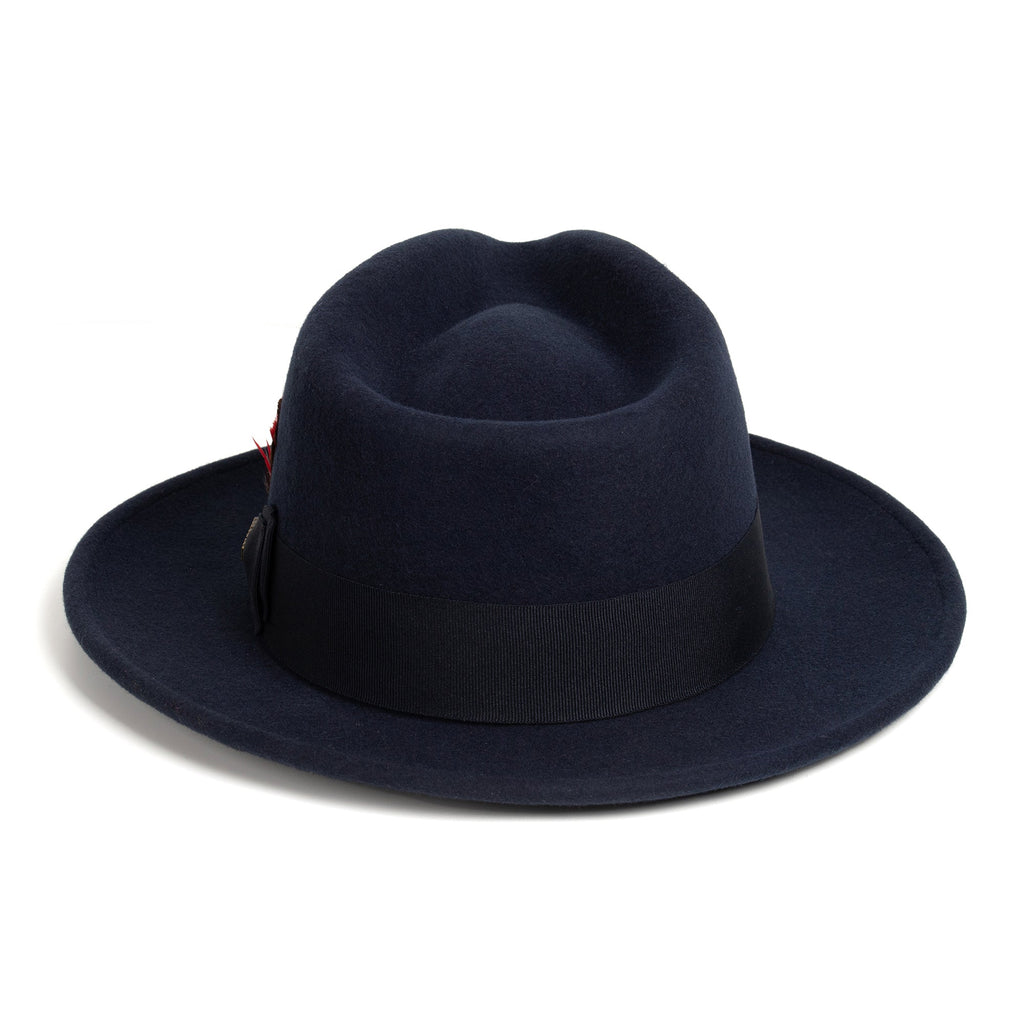 Navy Blue Crushable Wool Felt Fedora Hat for Men – 100% Australian Wool