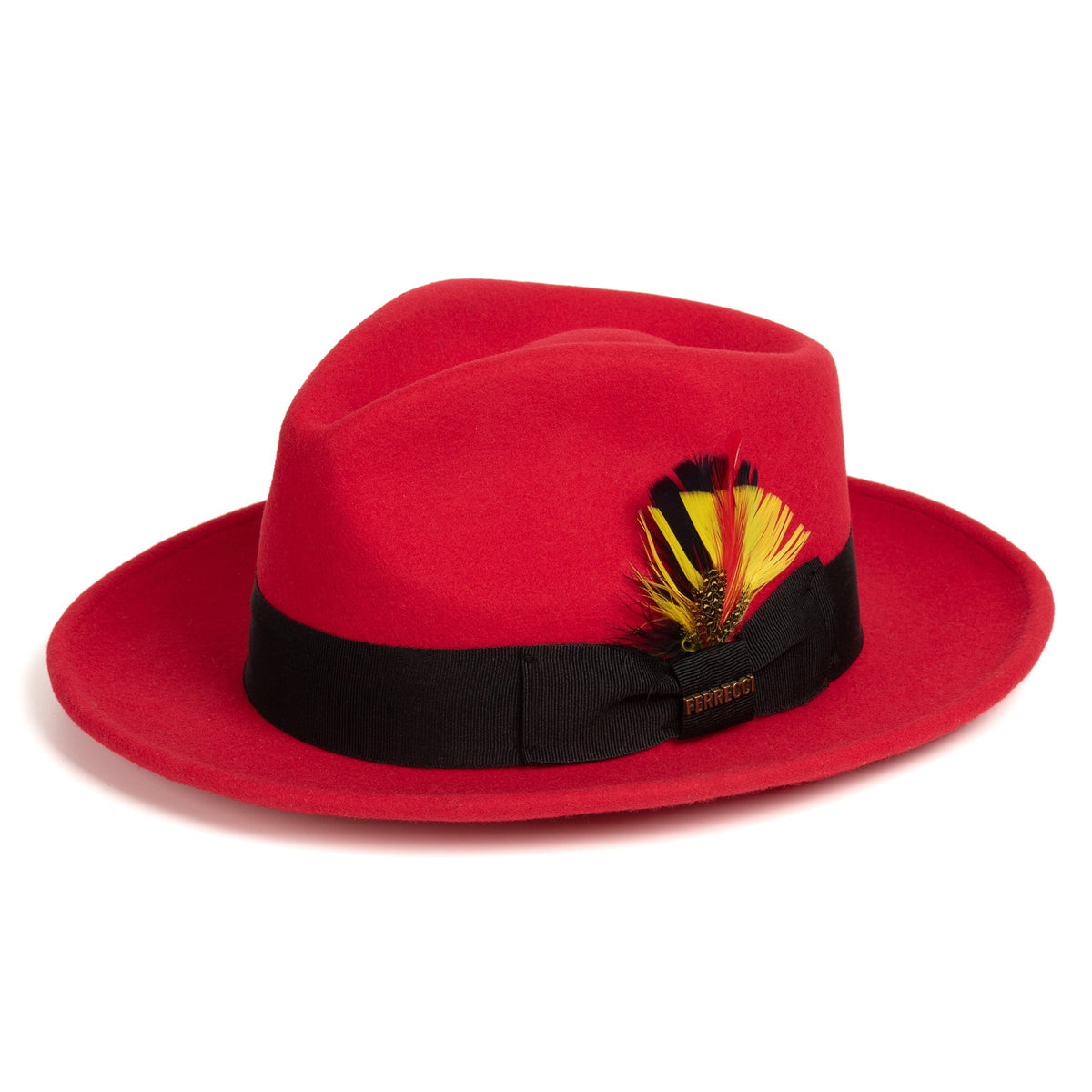 Red/Black Crushable Wool Felt Fedora Hat for Men – 100% Australian Wool