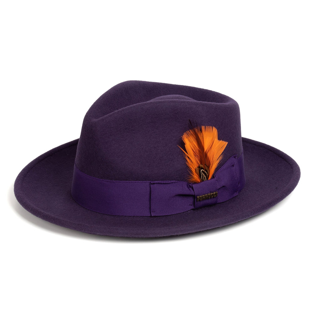 Purple Crushable Wool Felt Fedora Hat for Men – 100% Australian Wool