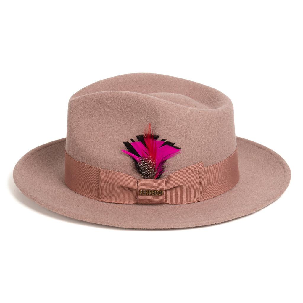 Dusty Pink Crushable Wool Felt Fedora Hat for Men – 100% Australian Wool