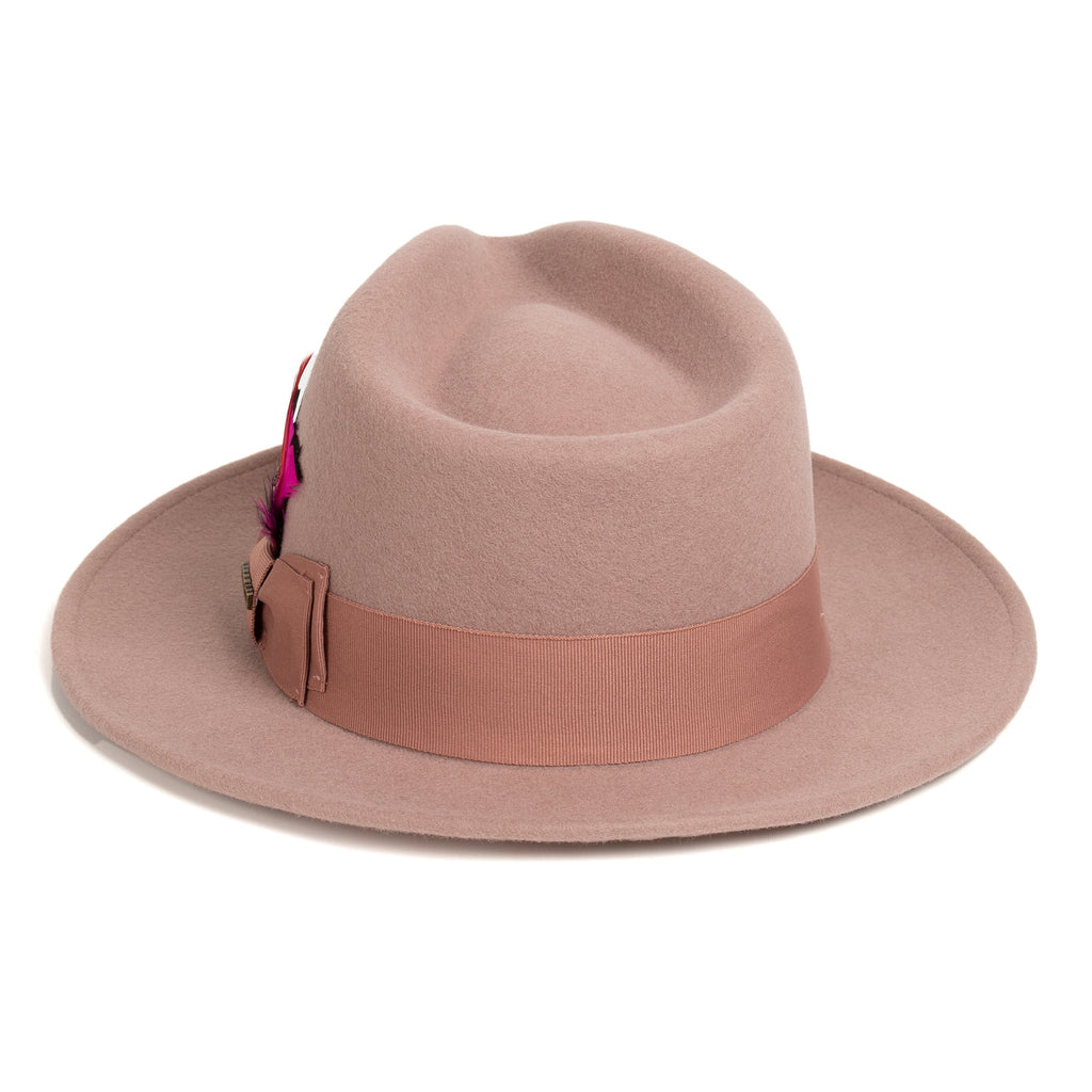 Dusty Pink Crushable Wool Felt Fedora Hat for Men – 100% Australian Wool