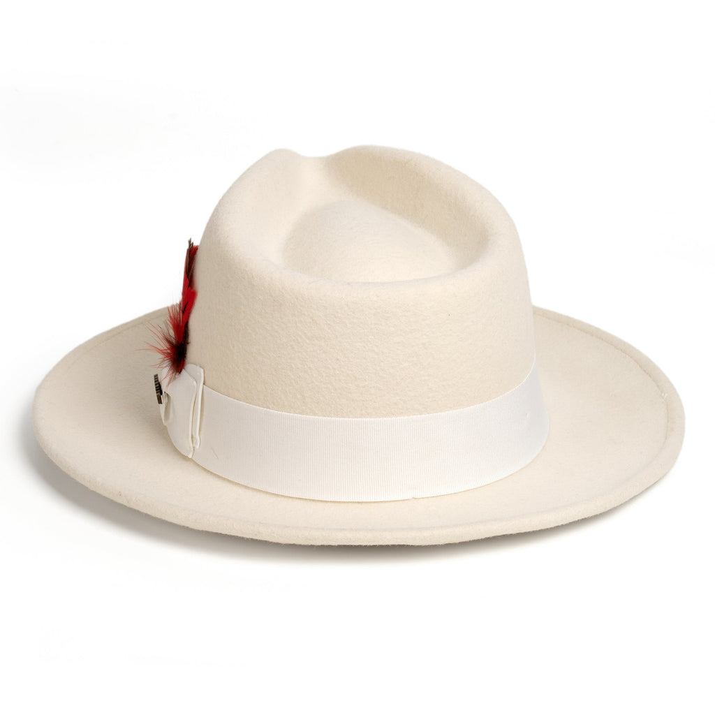 Off-White Crushable Wool Felt Fedora Hat for Men – 100% Australian Wool