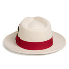 White/Red Crushable Wool Felt Fedora Hat for Men – 100% Australian Wool