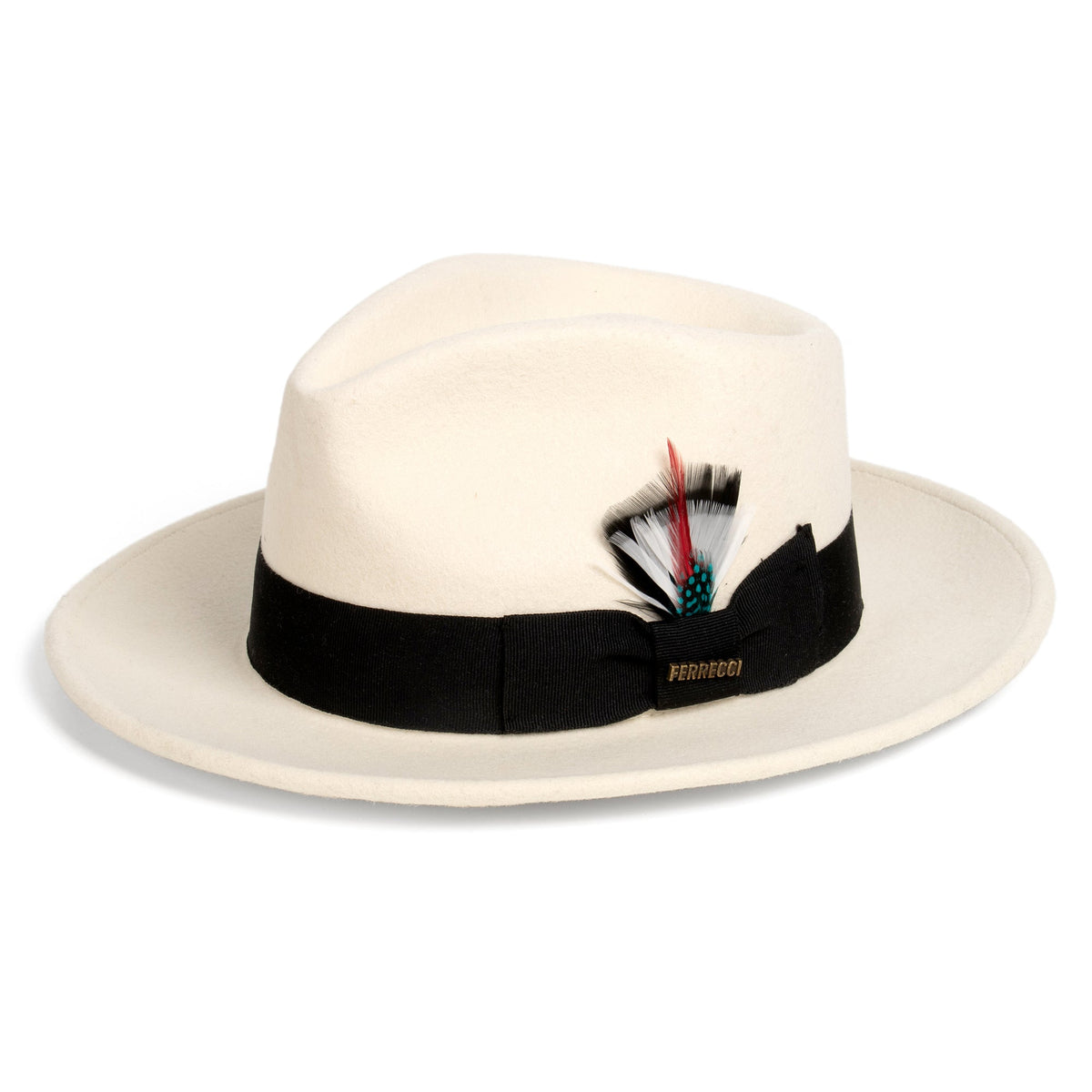 White/Black Crushable Wool Felt Fedora Hat for Men – 100% Australian Wool