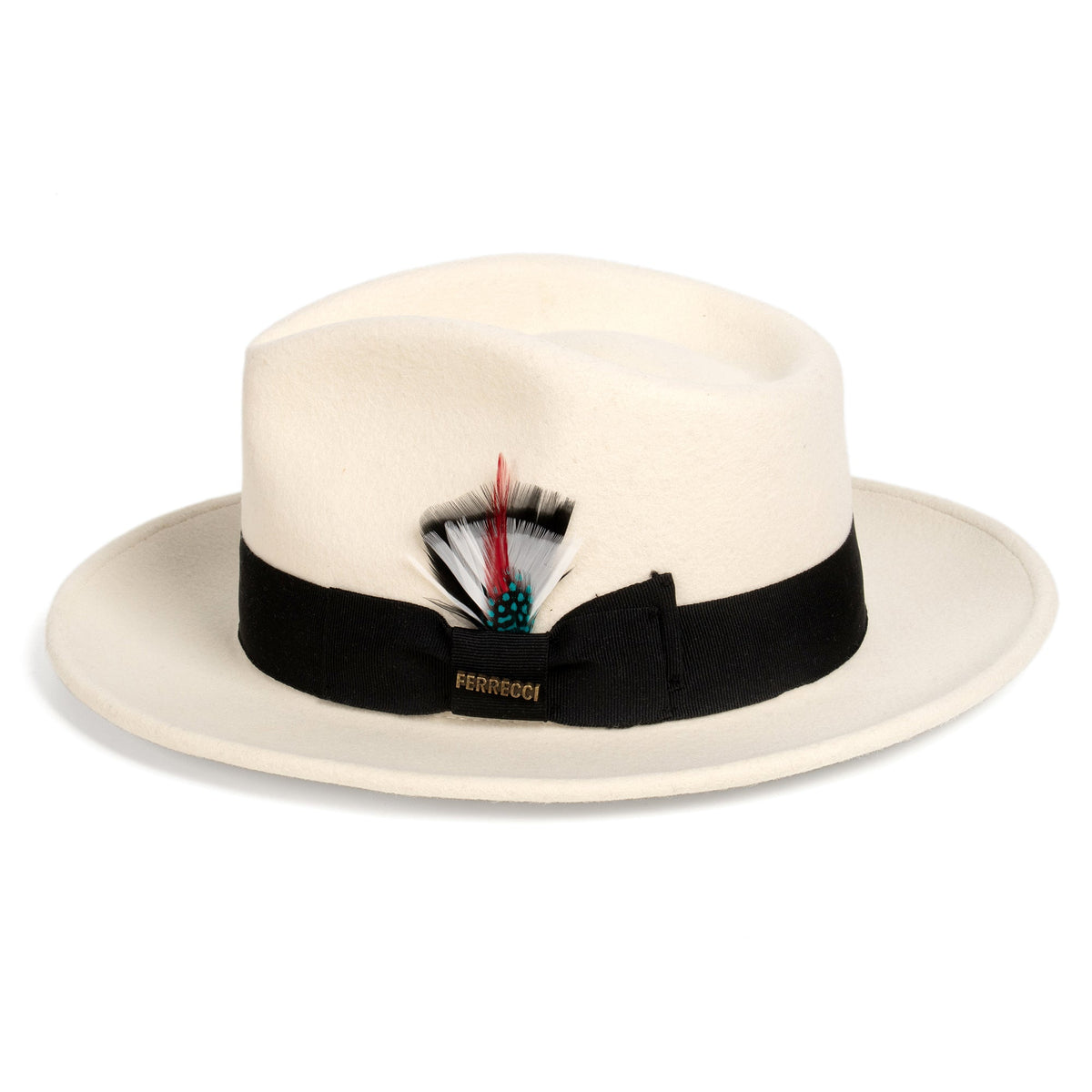 White/Black Crushable Wool Felt Fedora Hat for Men – 100% Australian Wool