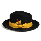 Crushable Black/Gold 100% Australian Wool Fedora Hat