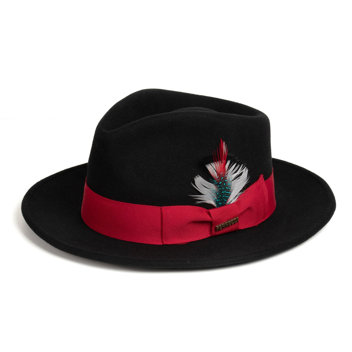 Black/Red Crushable Wool Felt Fedora Hat for Men – 100% Australian Wool