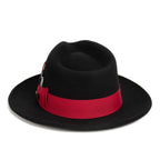 Black/Red Crushable Wool Felt Fedora Hat for Men – 100% Australian Wool