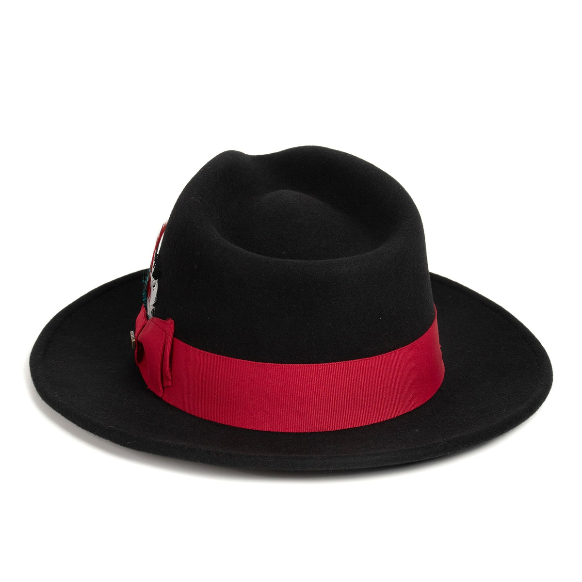Black/Red Crushable Wool Felt Fedora Hat for Men – 100% Australian Wool