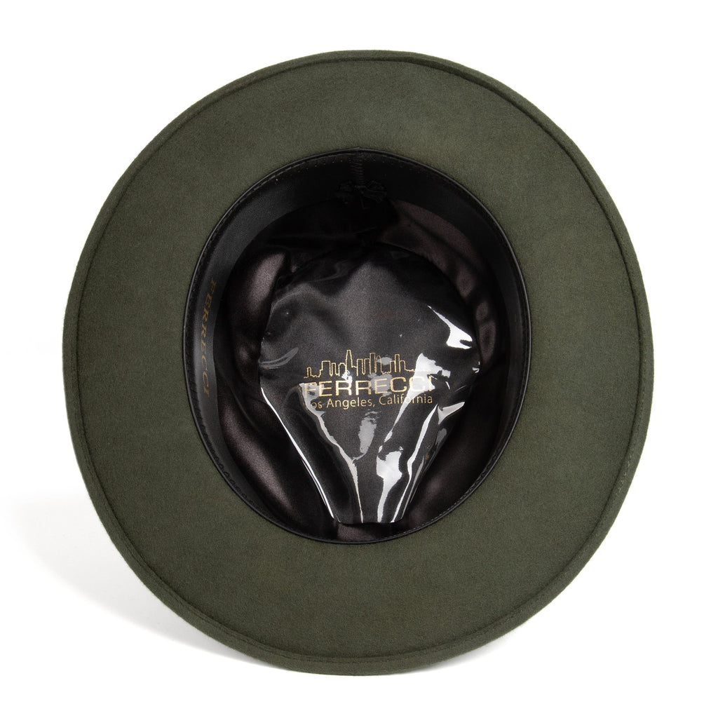 Olive Green Crushable Wool Felt Fedora Hat for Men – 100% Australian Wool
