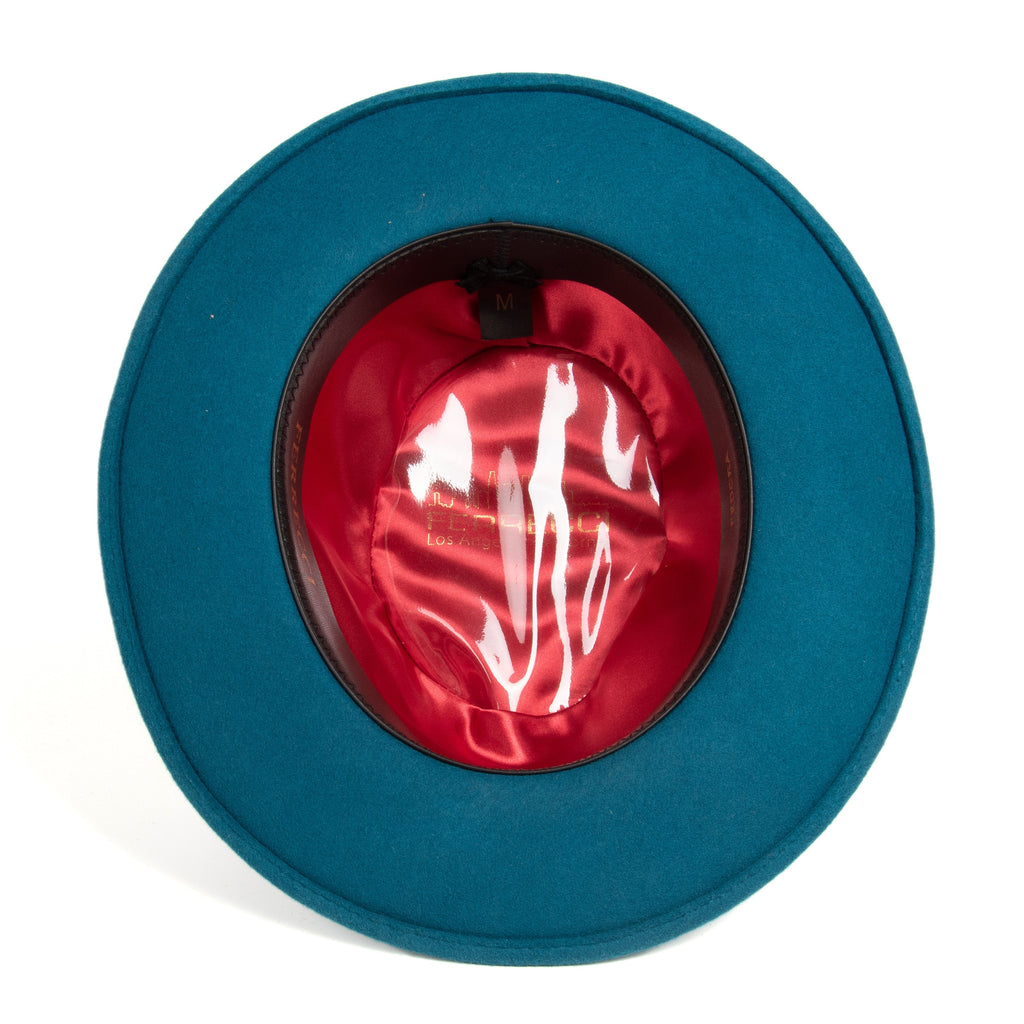 Crushable Acid Blue 100% Australian Wool Fedora Hat