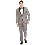 Ferrecci Men's Reno Grey Slim Fit Shawl Lapel 2 Piece Tuxedo Suit Set