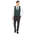 Men's Hunter Green Double Breasted Vest Set - Cruz Adjustable Wedding Waistcoat with Bow Tie, Necktie & Pocket Square, Sizes 36-54 | Ferrecci