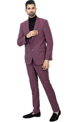 Paul Lorenzo Men's Burgundy Slim Fit 2-Piece Suit - Notch Lapel, Flat Front Pants