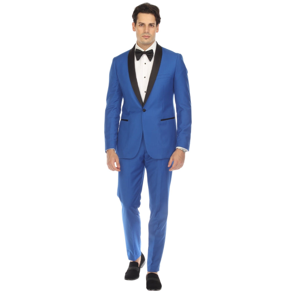 Ferrecci Men's Reno Royal Blue Slim Fit Shawl Lapel 2 Piece Tuxedo Suit Set