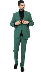 Paul Lorenzo Men's Hunter Green Slim Fit 2-Piece Suit - Notch Lapel, Flat Front Pants