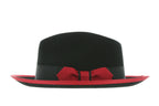 Ferrecci Jacob Trilby Soft 100% Australian Wool Felt Body With Removable Feather Red Black Hat Great for Travel