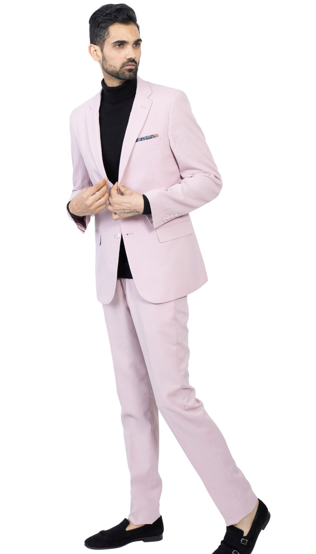 Paul Lorenzo Men's Pale Mauve Slim Fit 2-Piece Suit - Notch Lapel, Flat Front Pants