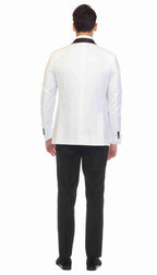 Ferrecci Men's Reno White/Black Slim Fit Shawl Lapel 2 Piece Tuxedo Suit Set
