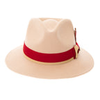 Grayson Fedora Crushable 100 % Australian Wool Traveler Two Tone Tan And Red Bottom Hat