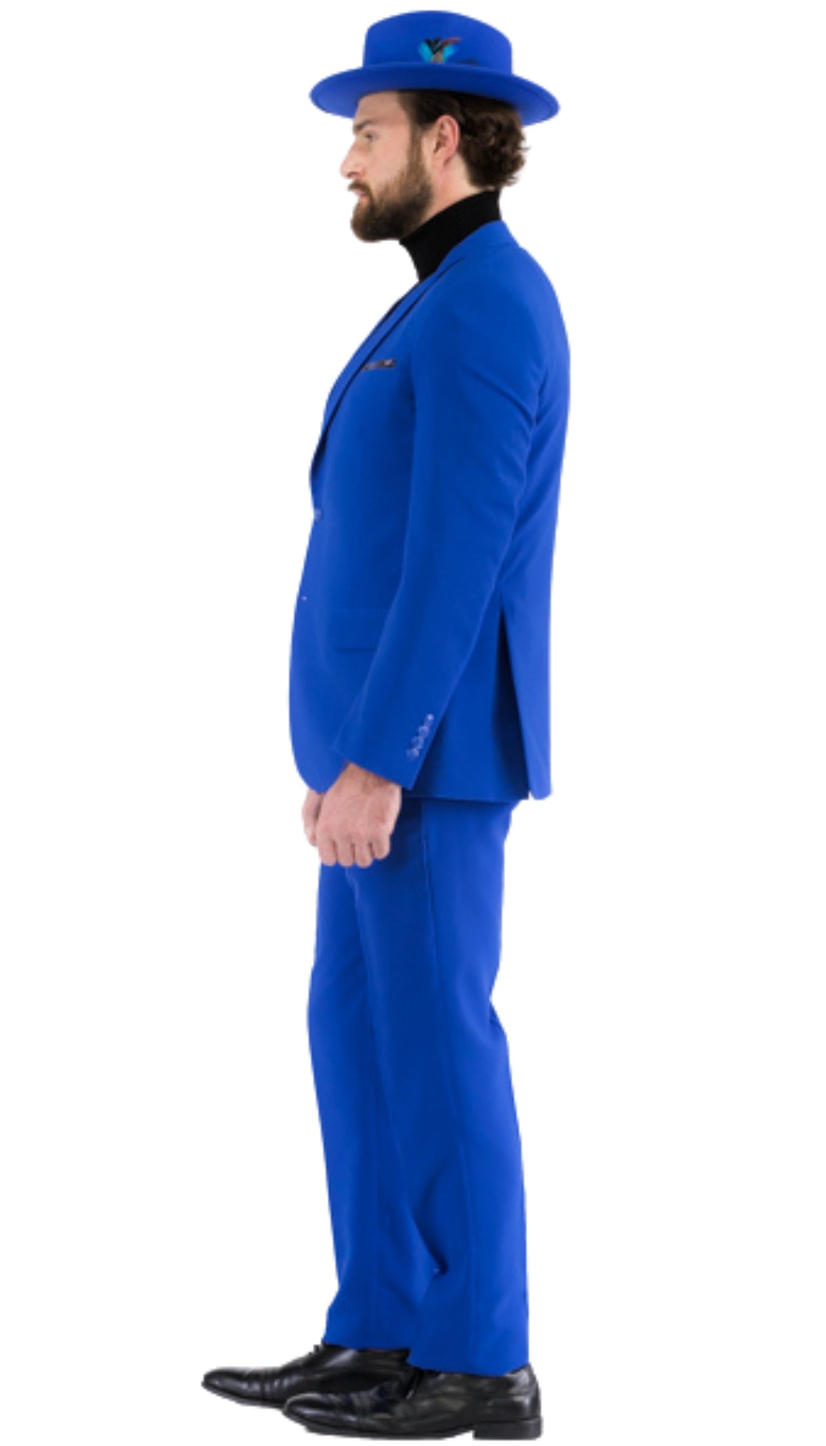 Paul Lorenzo Men's Royal Blue Slim Fit 2-Piece Suit - Notch Lapel, Flat Front Pants