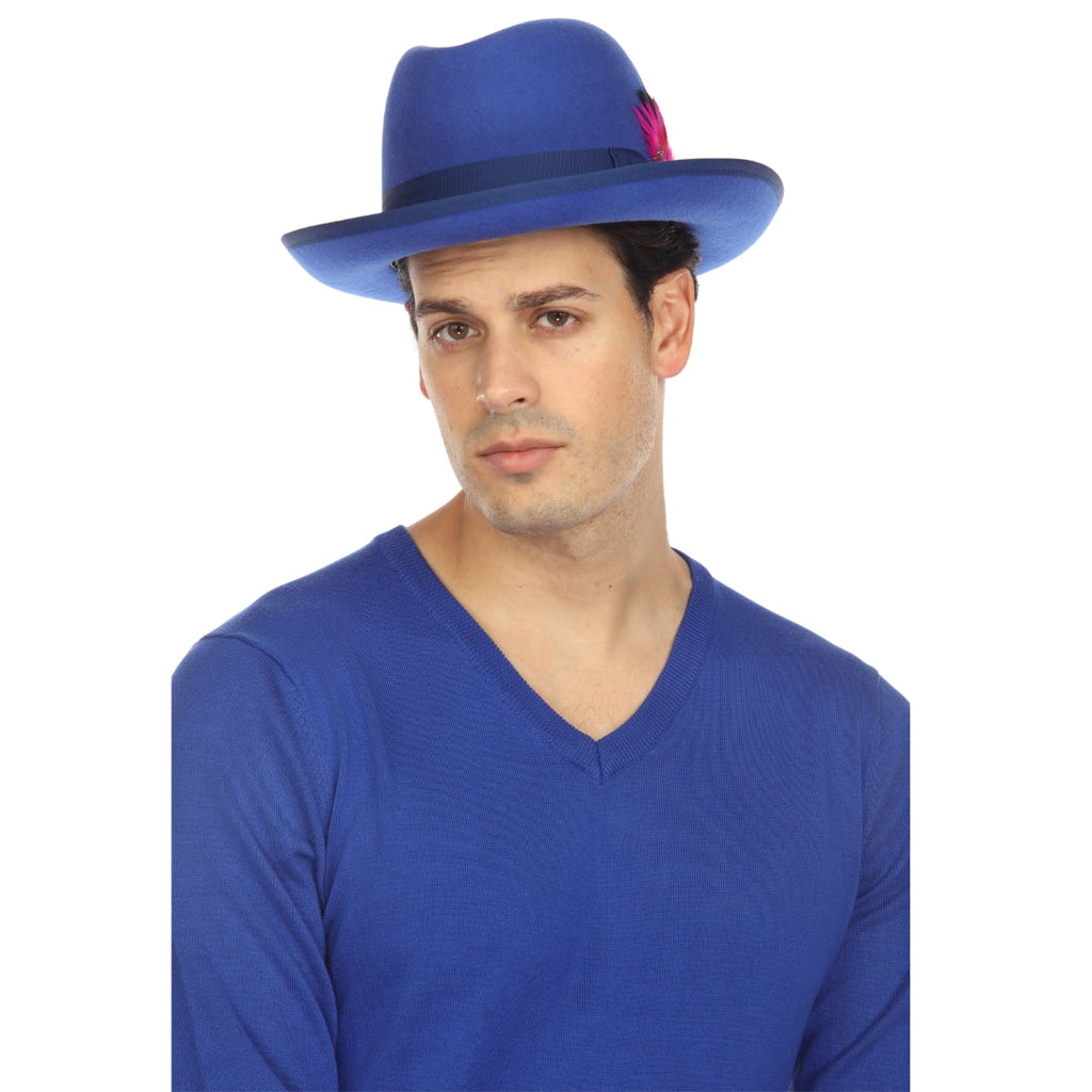 Ferrecci Royal Blue Wool Felt Godfather Hat