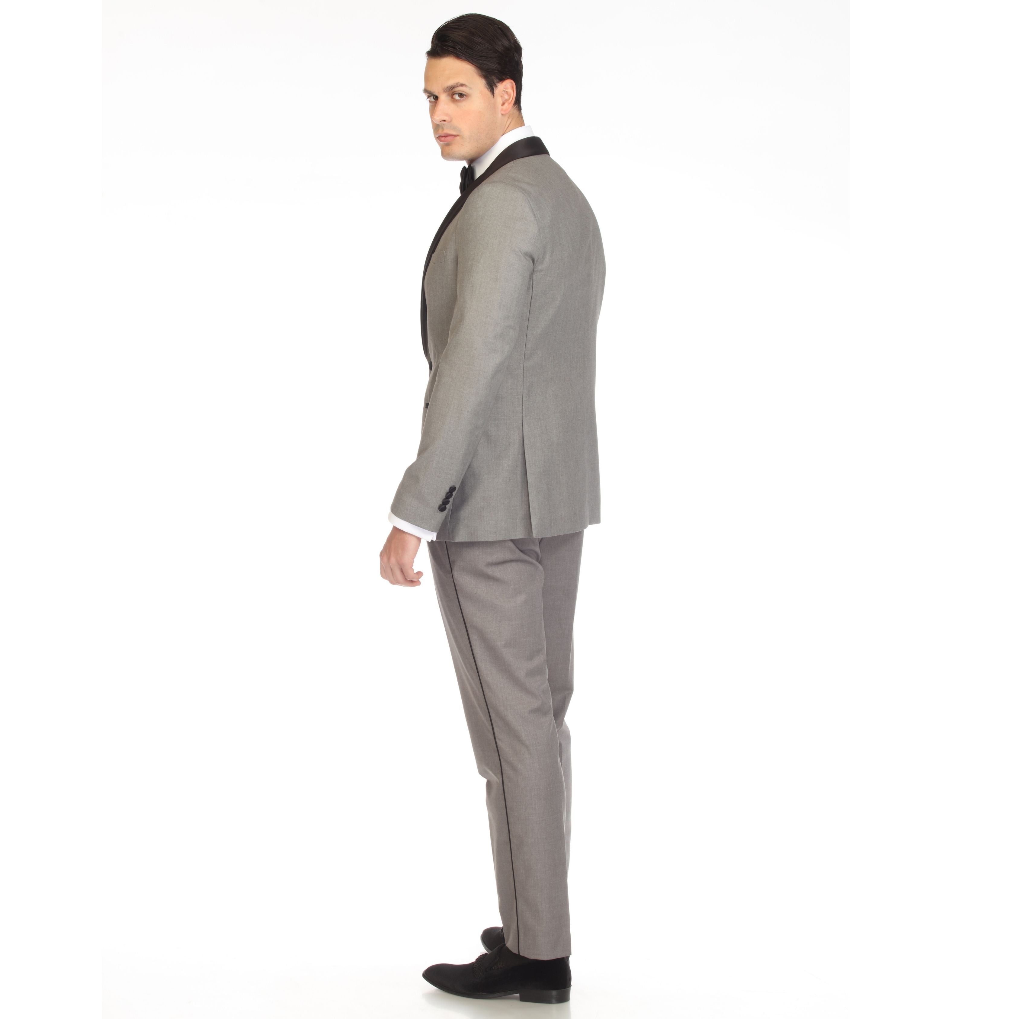 Ferrecci Men's Reno Grey Slim Fit Shawl Lapel 2 Piece Tuxedo Suit Set