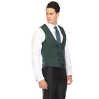 Men's Hunter Green Double Breasted Vest Set - Cruz Adjustable Wedding Waistcoat with Bow Tie, Necktie & Pocket Square, Sizes 36-54 | Ferrecci