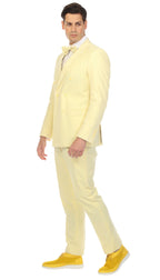 Men's Slim Fit Two Button Yellow Seersucker Suit