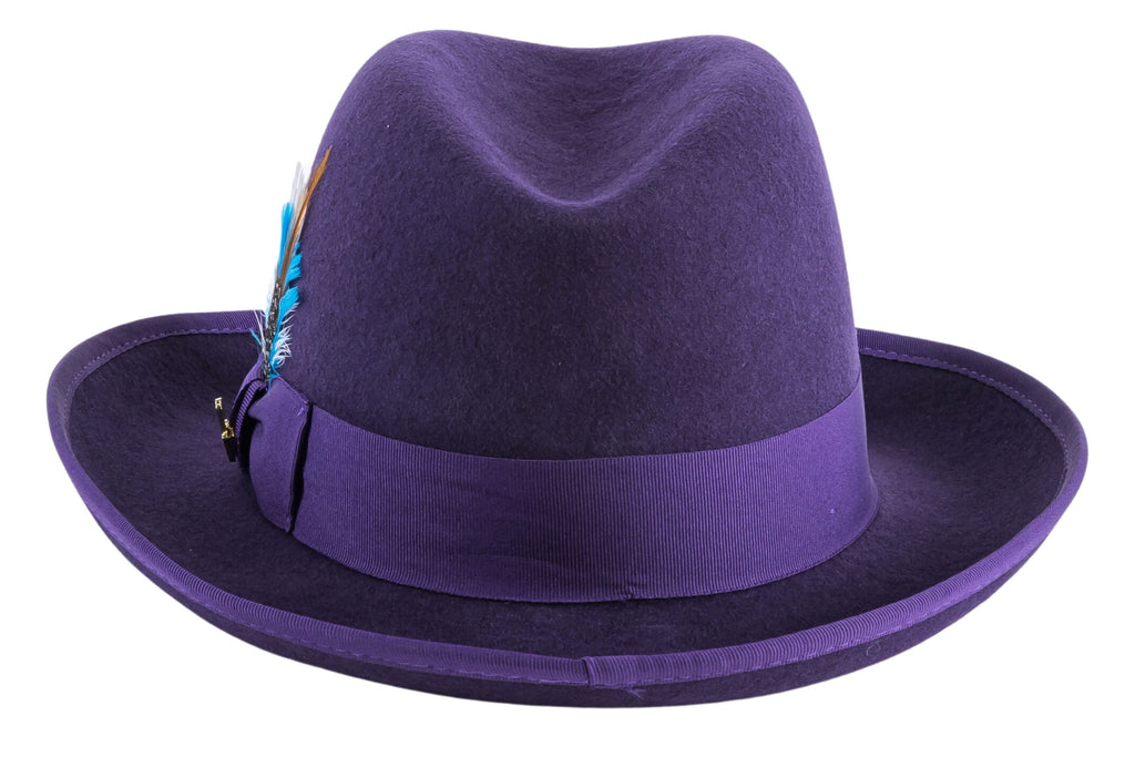 Ferrecci Purple Wool Felt Homburg Godfather Hat